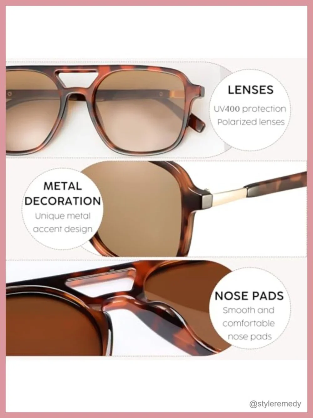 4 Pairs Retro Aviator Sunglasses Polarized UV400 Rectangle Sun Glasses